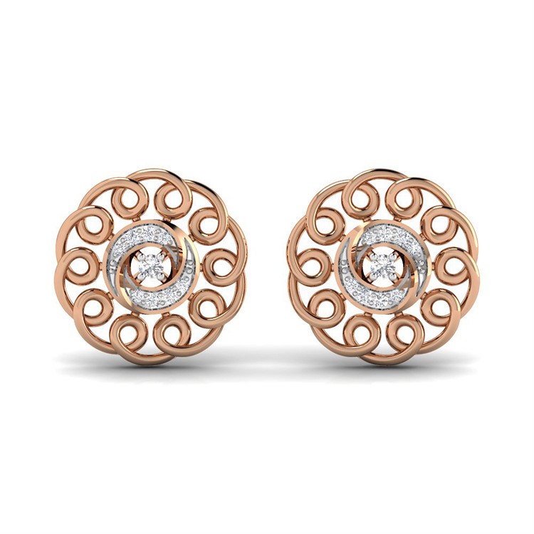 18K Shimmering Floral Flair Gold Studs