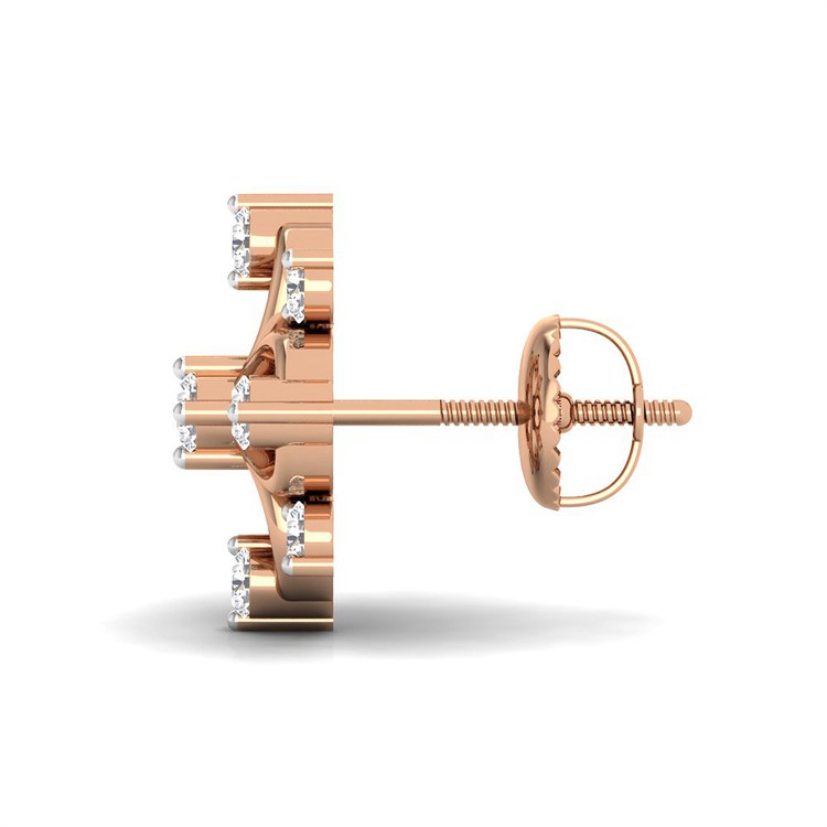 Exquisitely Detailed 18K Clover Gold Stud Earrings