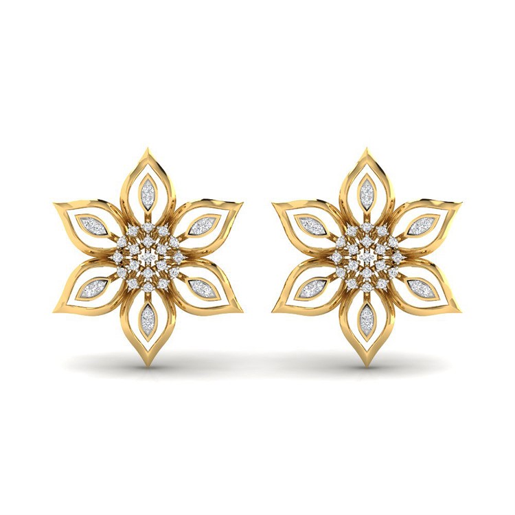 18K Diamond Floral Studs for a Chic Statement