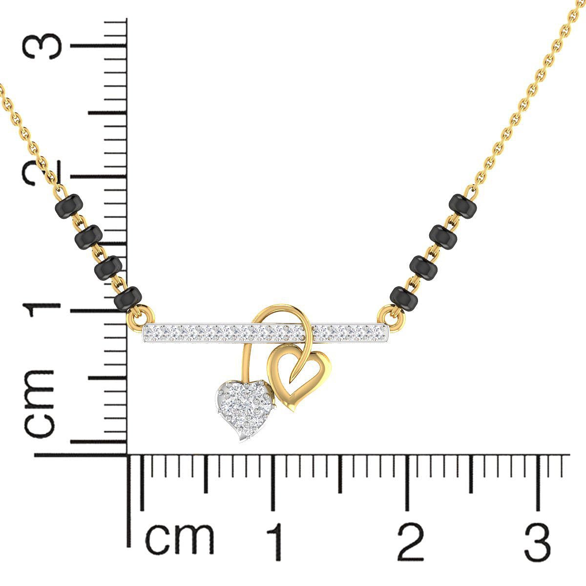 Dainty Heart Dazzle Diamond Short Mangalsutra 18K