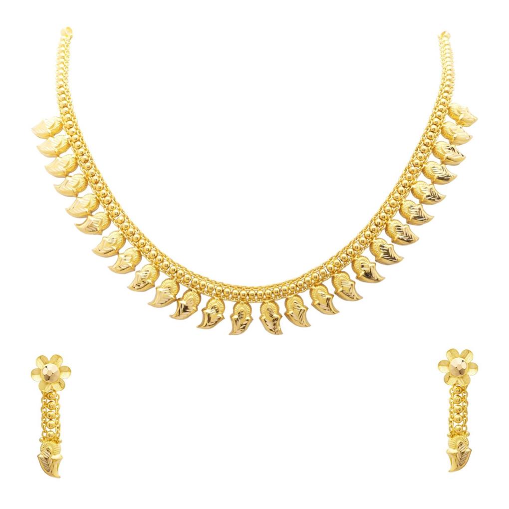 Contemporary Paisley Elegance Gold Short Necklace