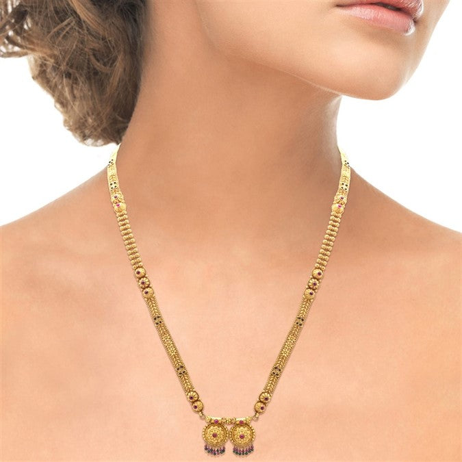 Shimmering Flora Flair 22K Gold Long Mangalsutra