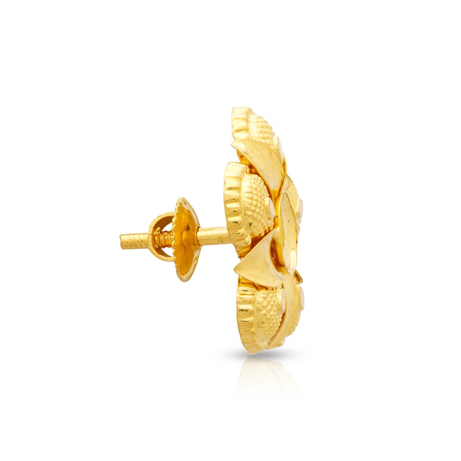 22K Floral Gold Earrings with Classic Elegance