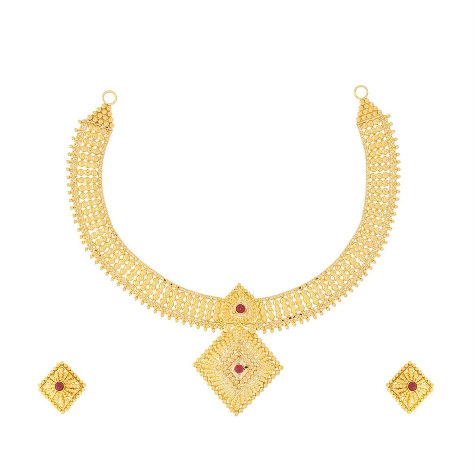 Refined Elegance Cuboid Gold Short Necklace