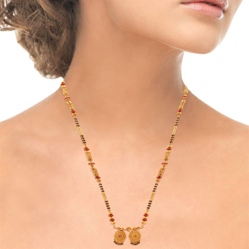 Charming Dainty 22K Gold Long Mangalsutra