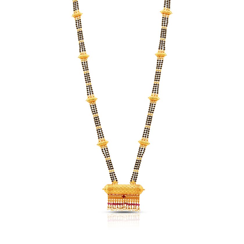 22K Gold Square Long Mangalsutra for Minimalistic Charm