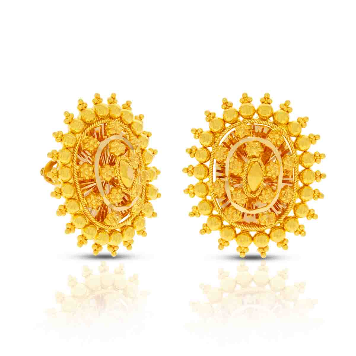 Gleaming Sunburst Gold Studs 22K