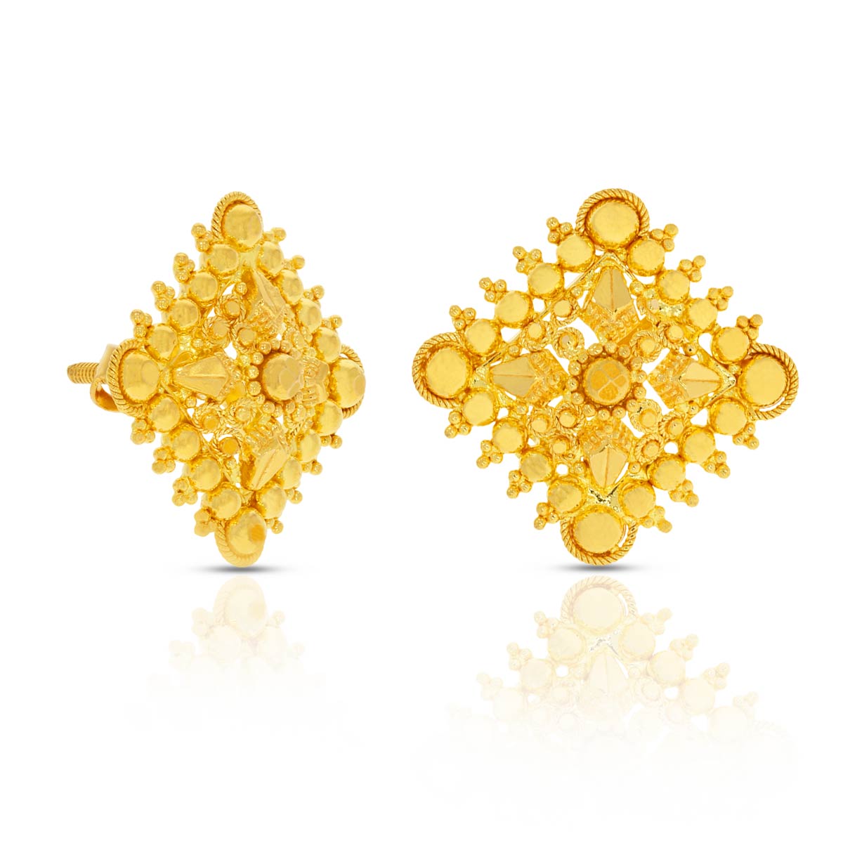 Classic Elegance Paisley Motif 22K Gold Stud Earrings