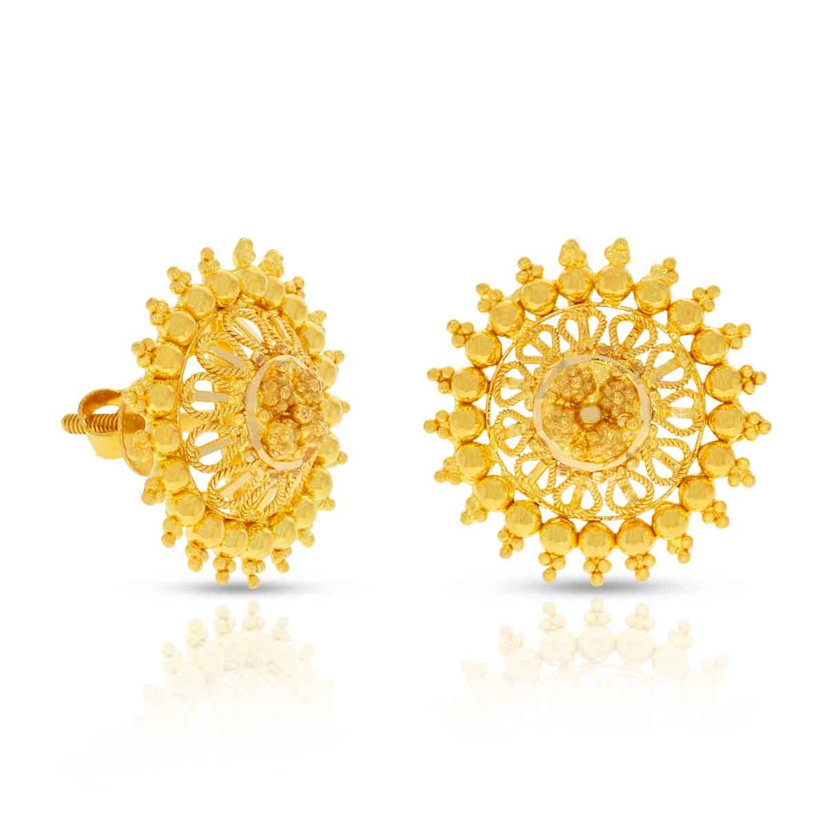 Classic Floral 22K Gold Stud Earrings for Everyday Wear