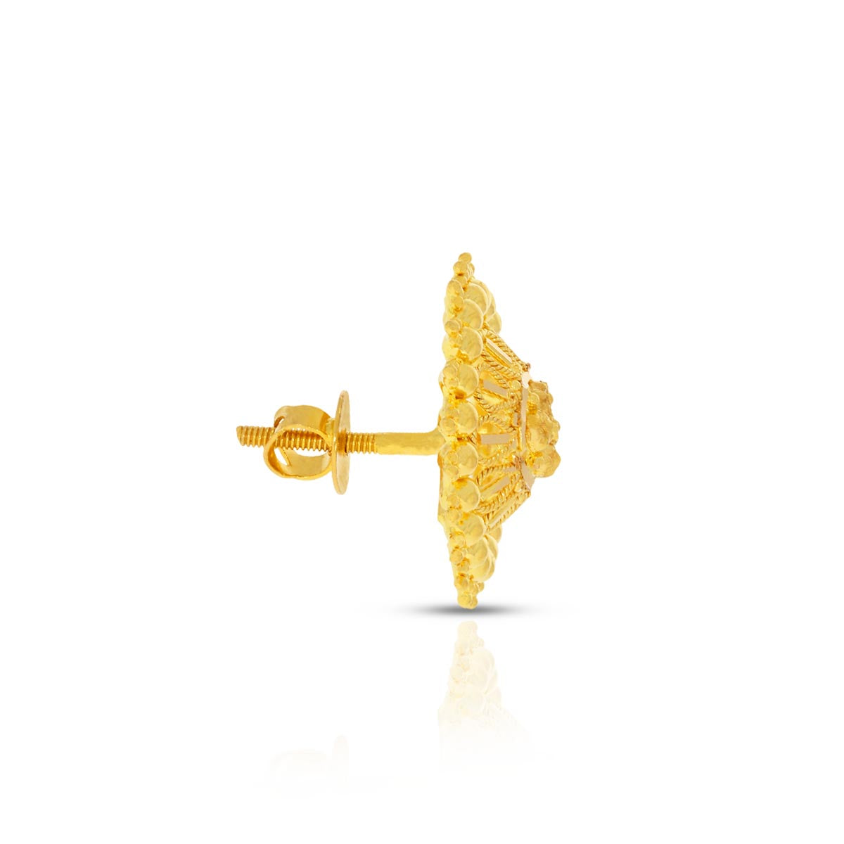 Classic Floral 22K Gold Stud Earrings for Everyday Wear
