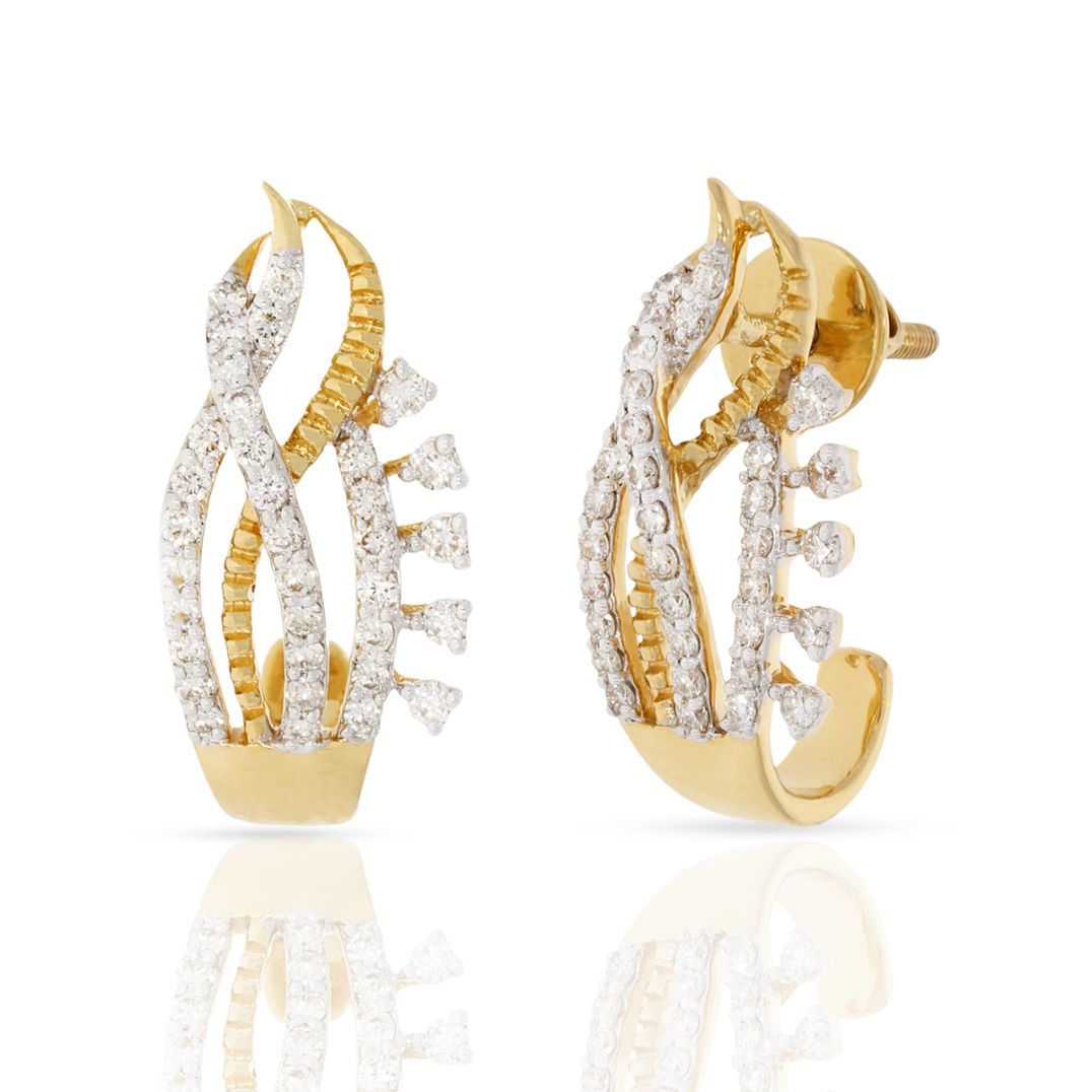 Swirling Elegance Spiral Design 18K Diamond Hoops