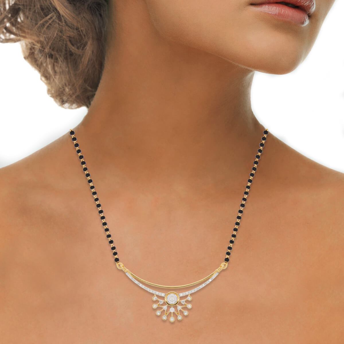 Blooming Flower Diamond Tanmaniya Pendant in Gold