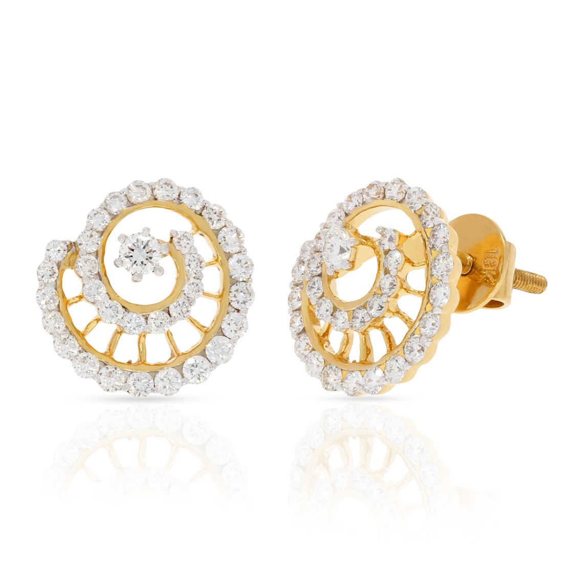 Stunning Whirl Diamond Studs 18K