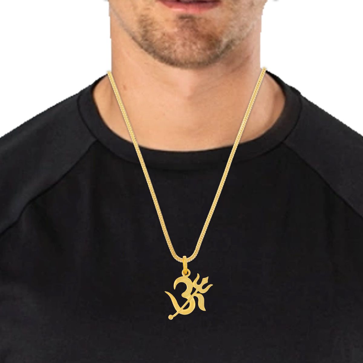 Majestic Aura Om Trishul 22K Gold Pendant