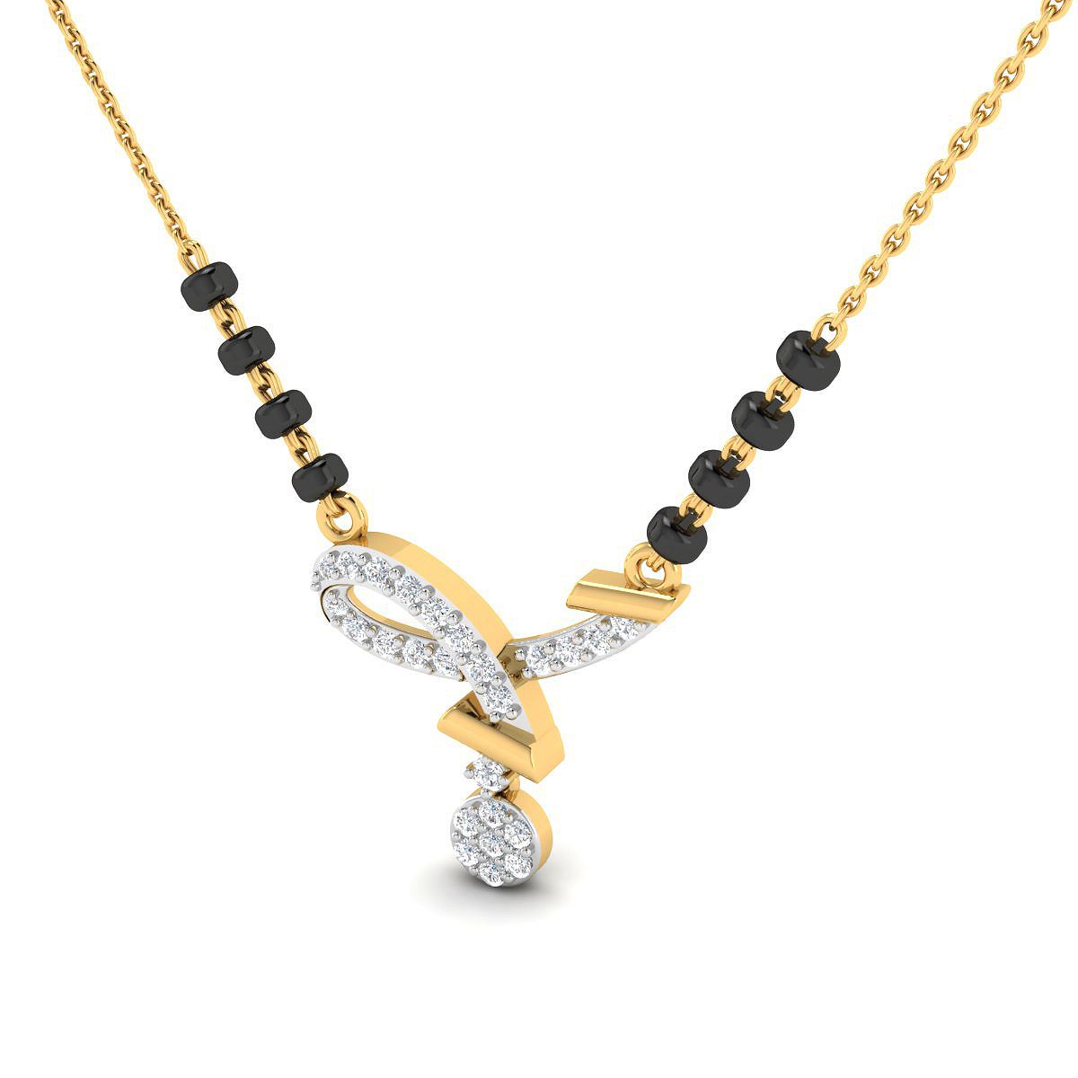 Stunning Swirl Diamond Short Mangalsutra 18K