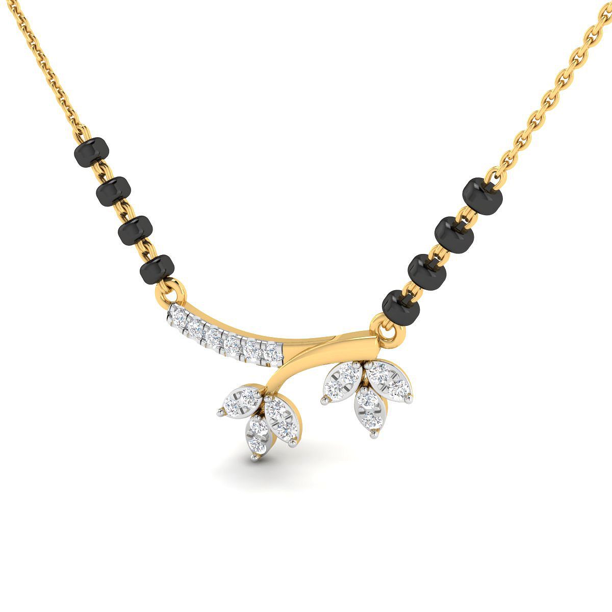 Enchanting Leafy Diamond Short Mangalsutra 18K