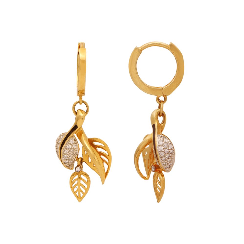 18K Leaflet Gold Hoops with Subtle Elegance