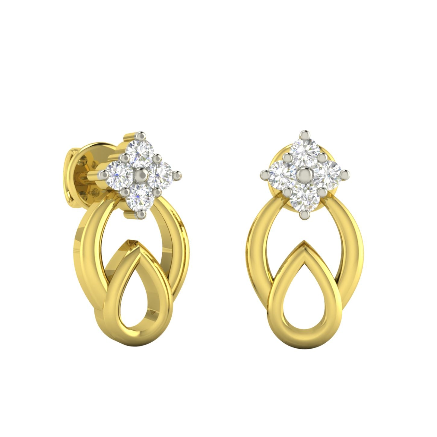 18K Square Stud Earrings for Everyday Elegance