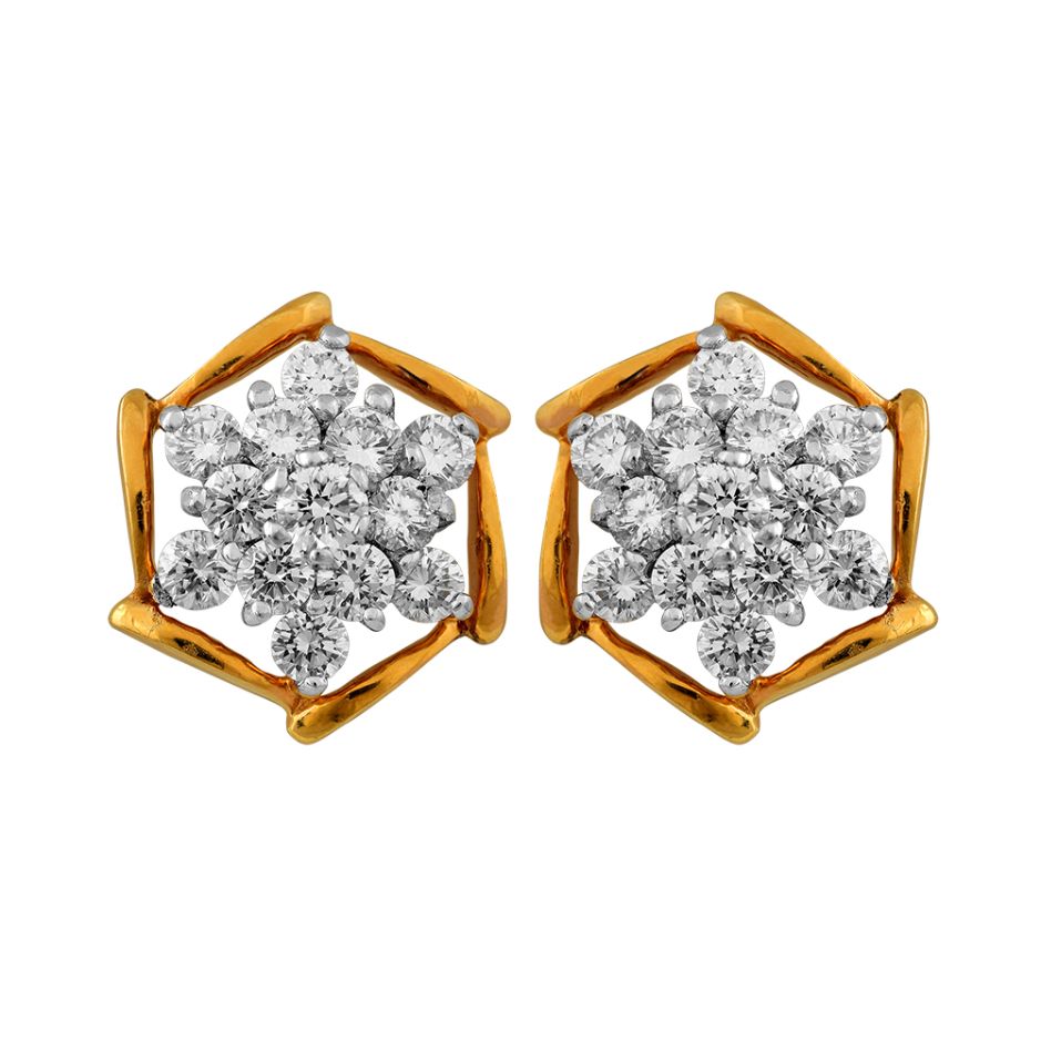 Mesmerizing Flora Elegance 18 K Diamond Studs
