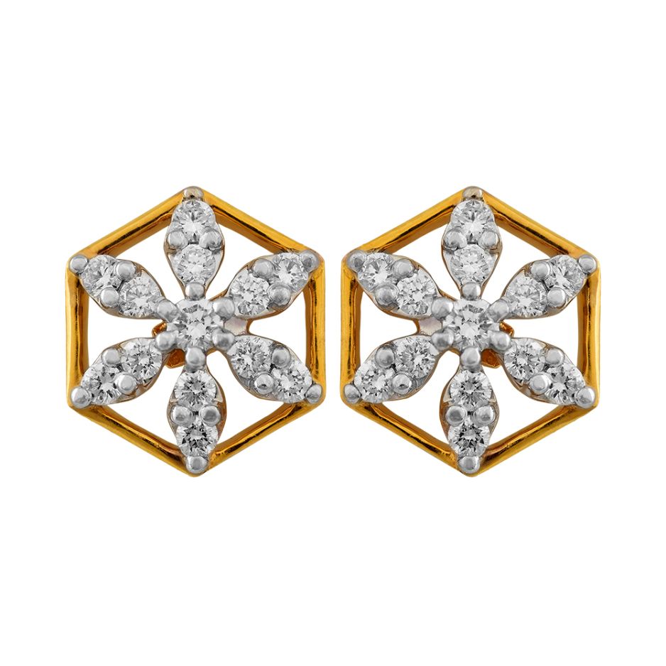Elegant 18K Diamond Floral Studs for Dazzling Style