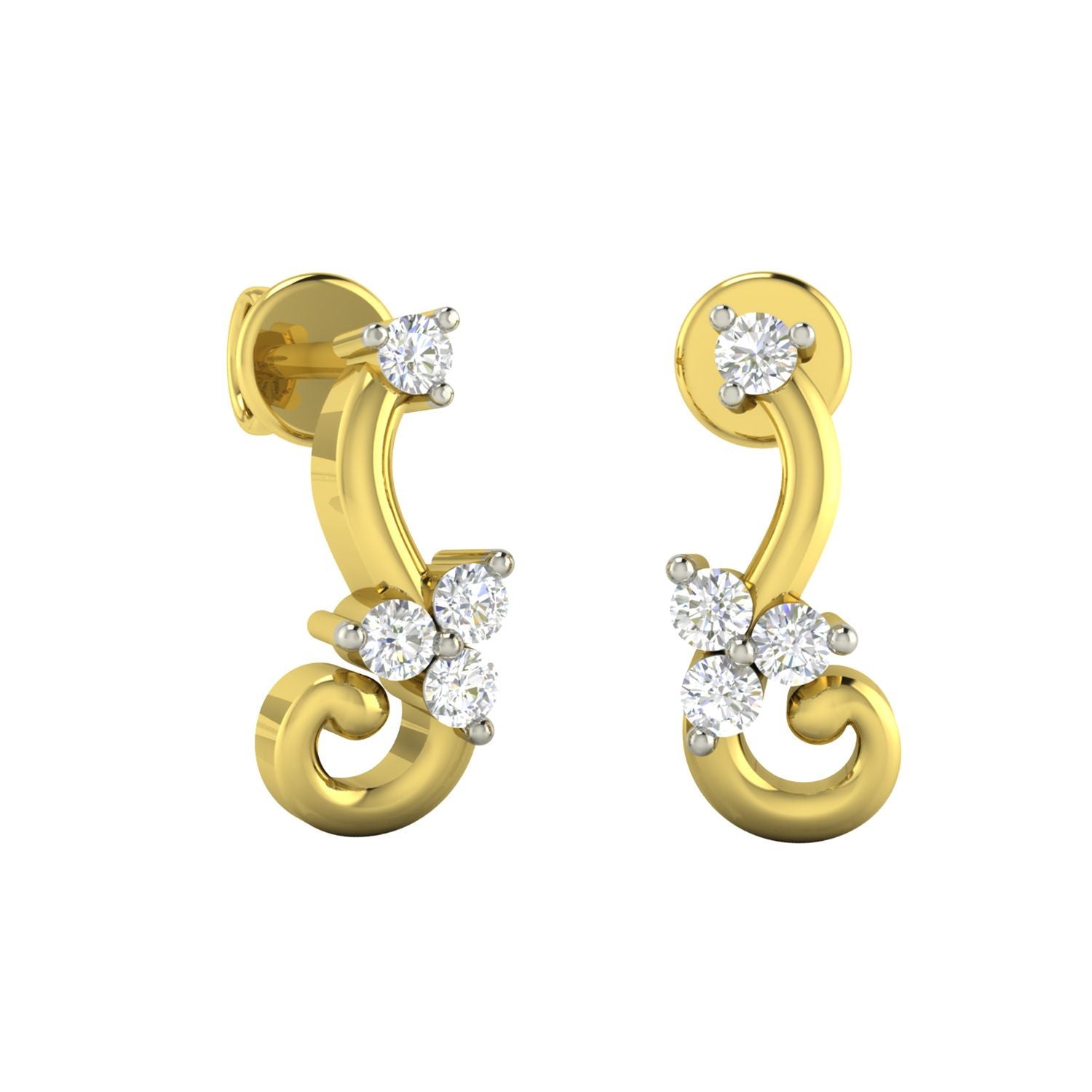Contemporary Sleek Diamond Earrings
