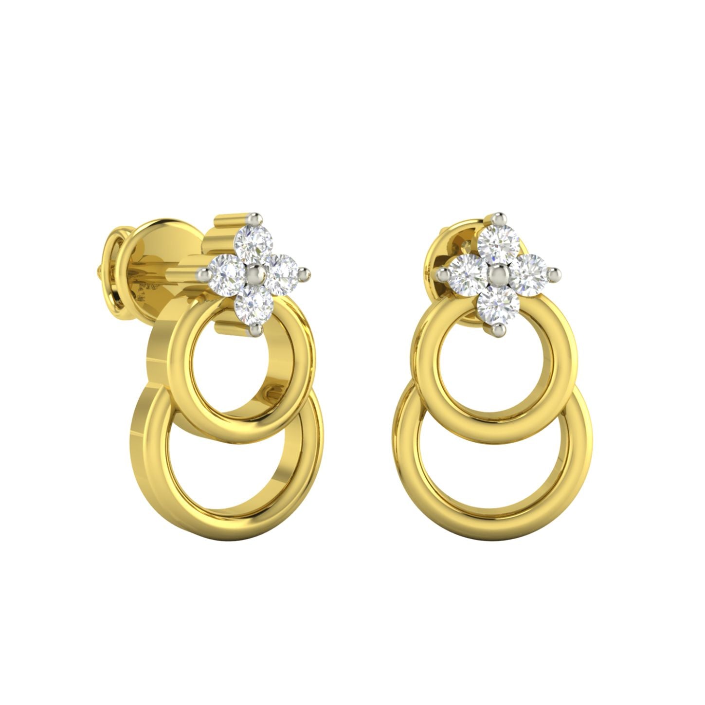 Duo-Ring 18K Diamond Studs for Modern Elegance