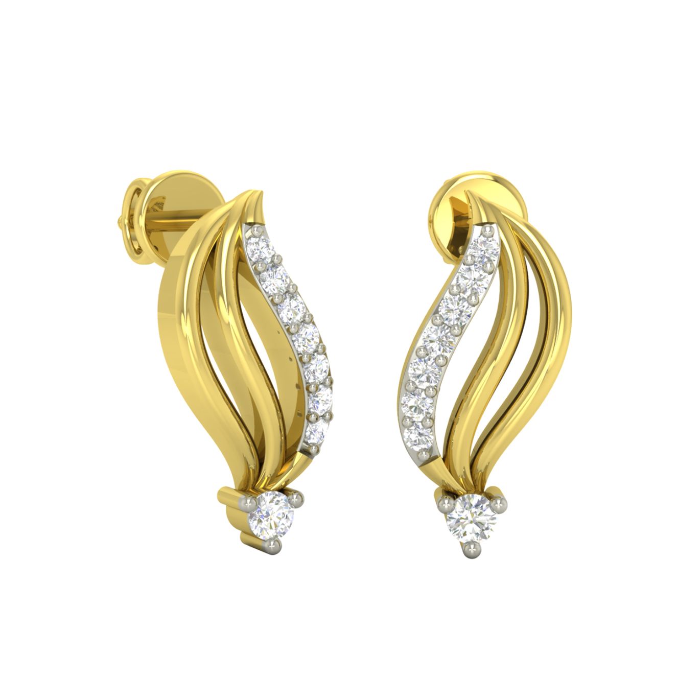 Chic Gold Studs with Stunning Diamonds