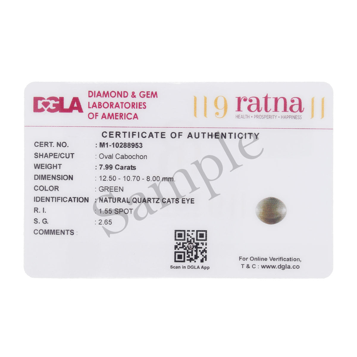 WHP Jewellers 4.74 Carat Natural Cat's Eye Stone with Lab Certified for Astrological Purpose