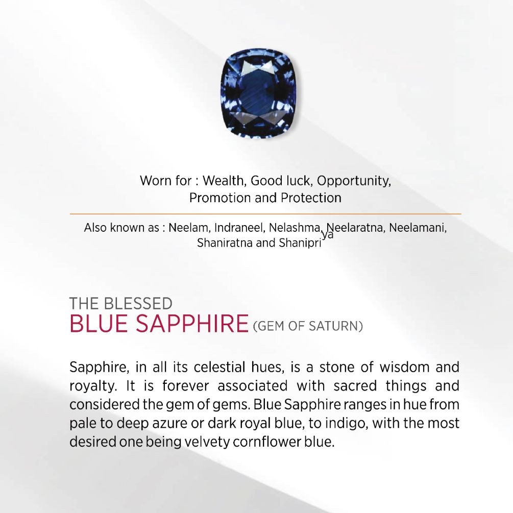 WHP Jewellers 4.8 Carat Natural Blue Sapphire with Lab Certified for Astrological Purpose