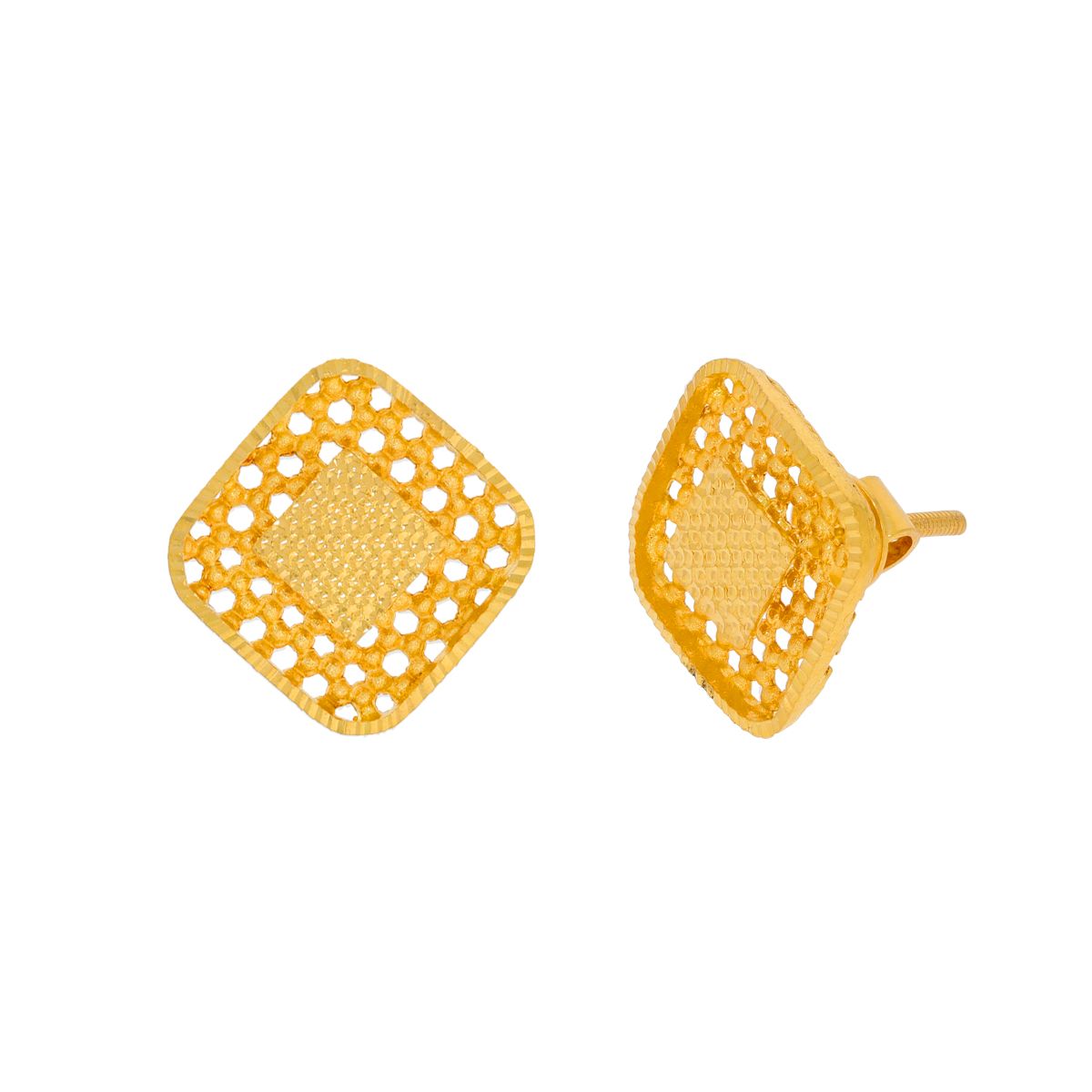 Jhali Elegance Square Studs in 22K Gold