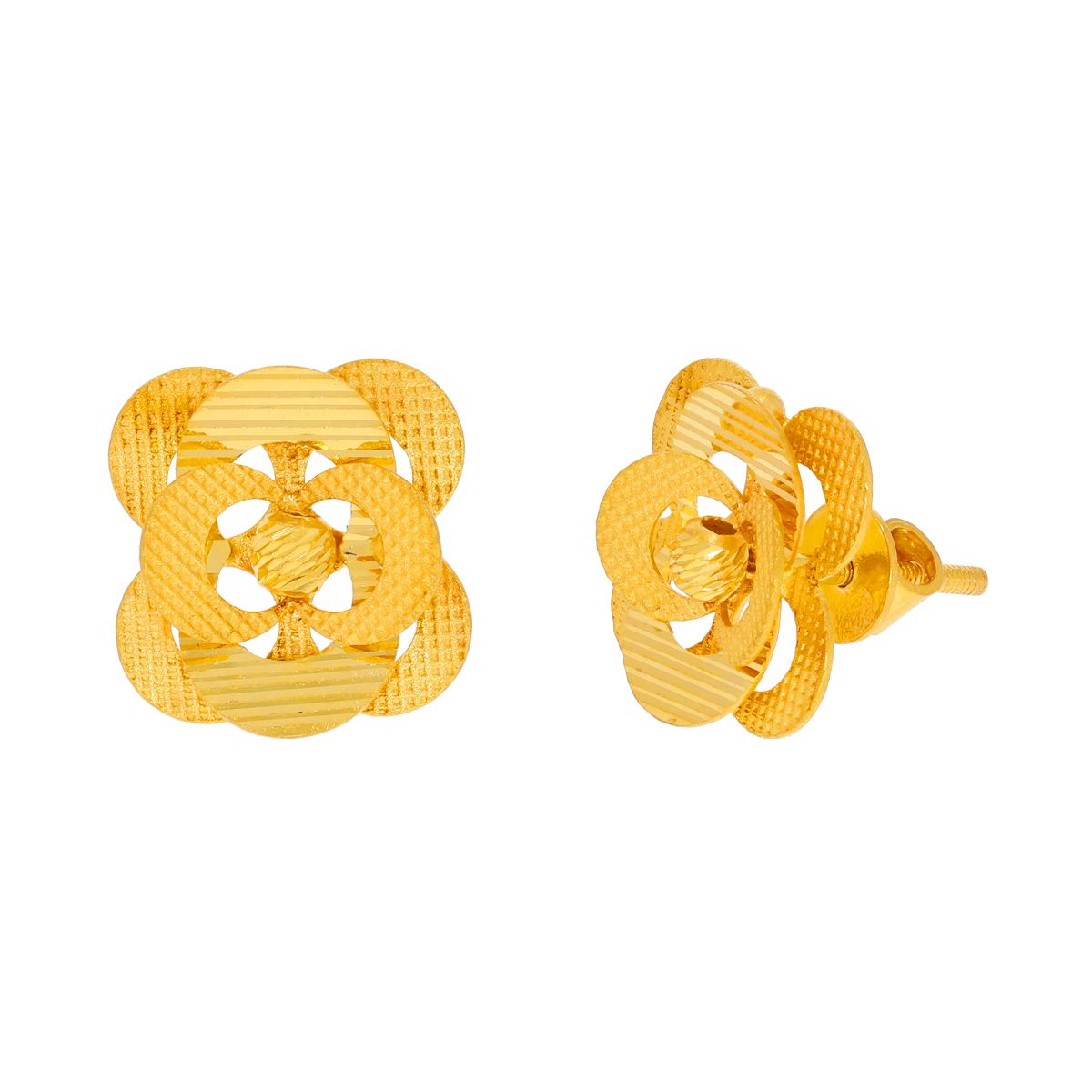 Captivating 22K Gold Studs with Blossom Detail