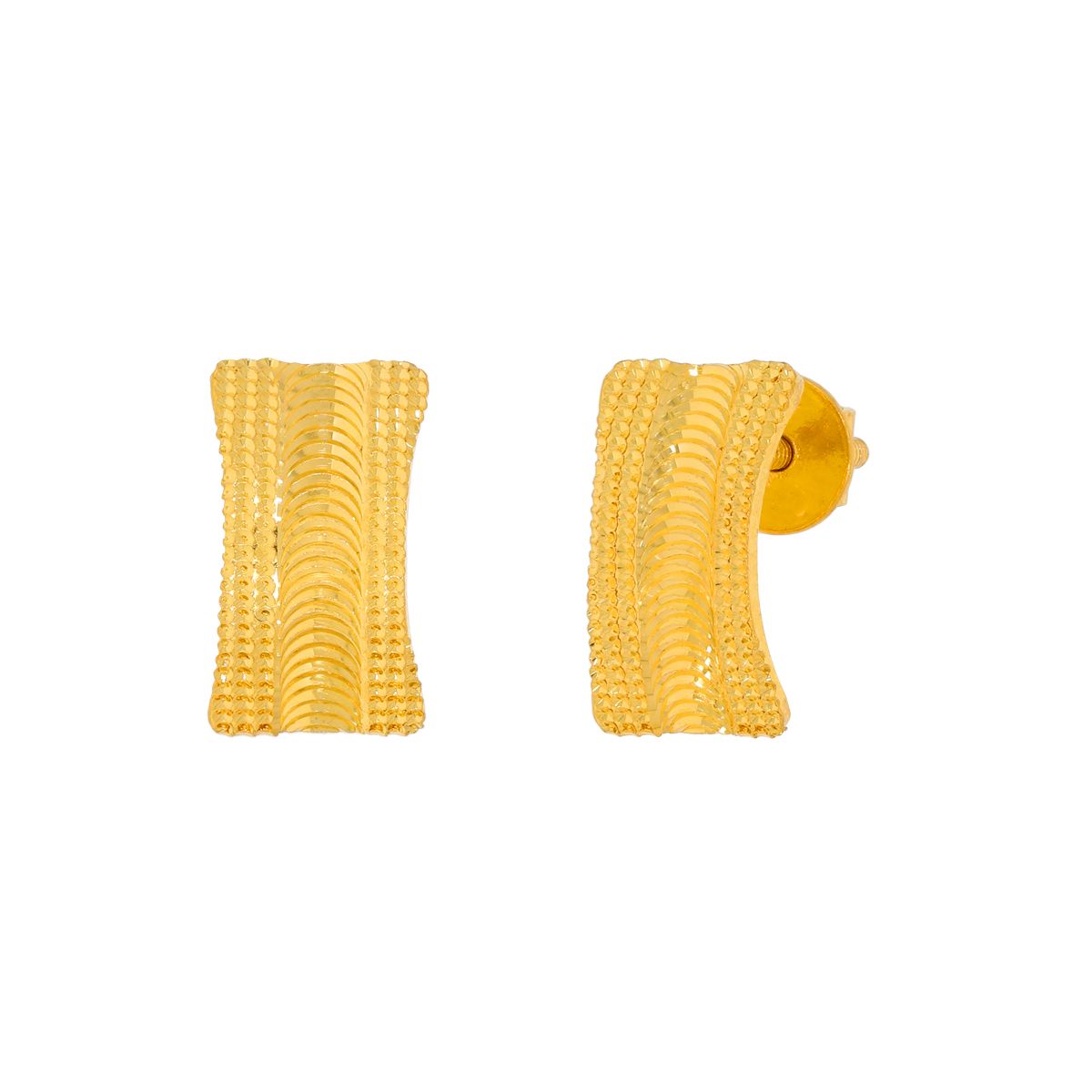 Contemporary Charm Oblong Gold Studs 22K