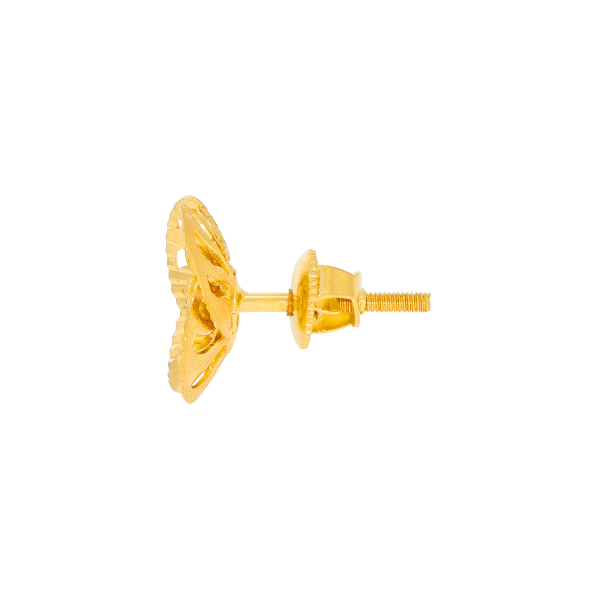 Delightful Floral Gold Stud Earrings in 22K