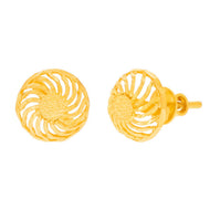 Elegant Spiral Gold Stud Earrings in 22K