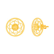 22K Gold Petal Design Studs for Graceful Look