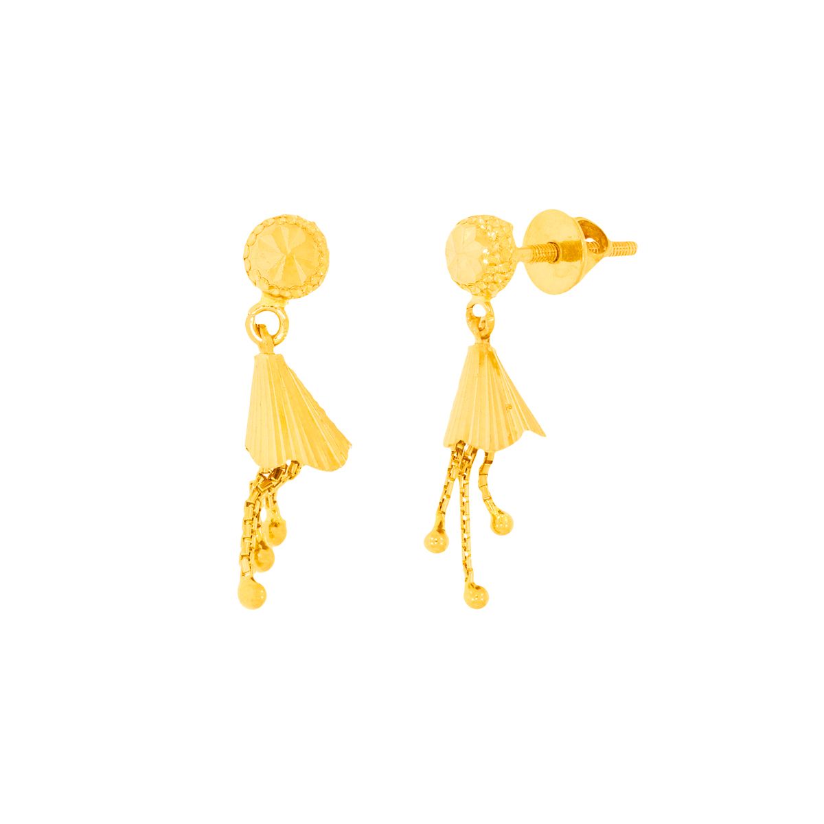 22K Elegant Conical Danglers for a Modern Look