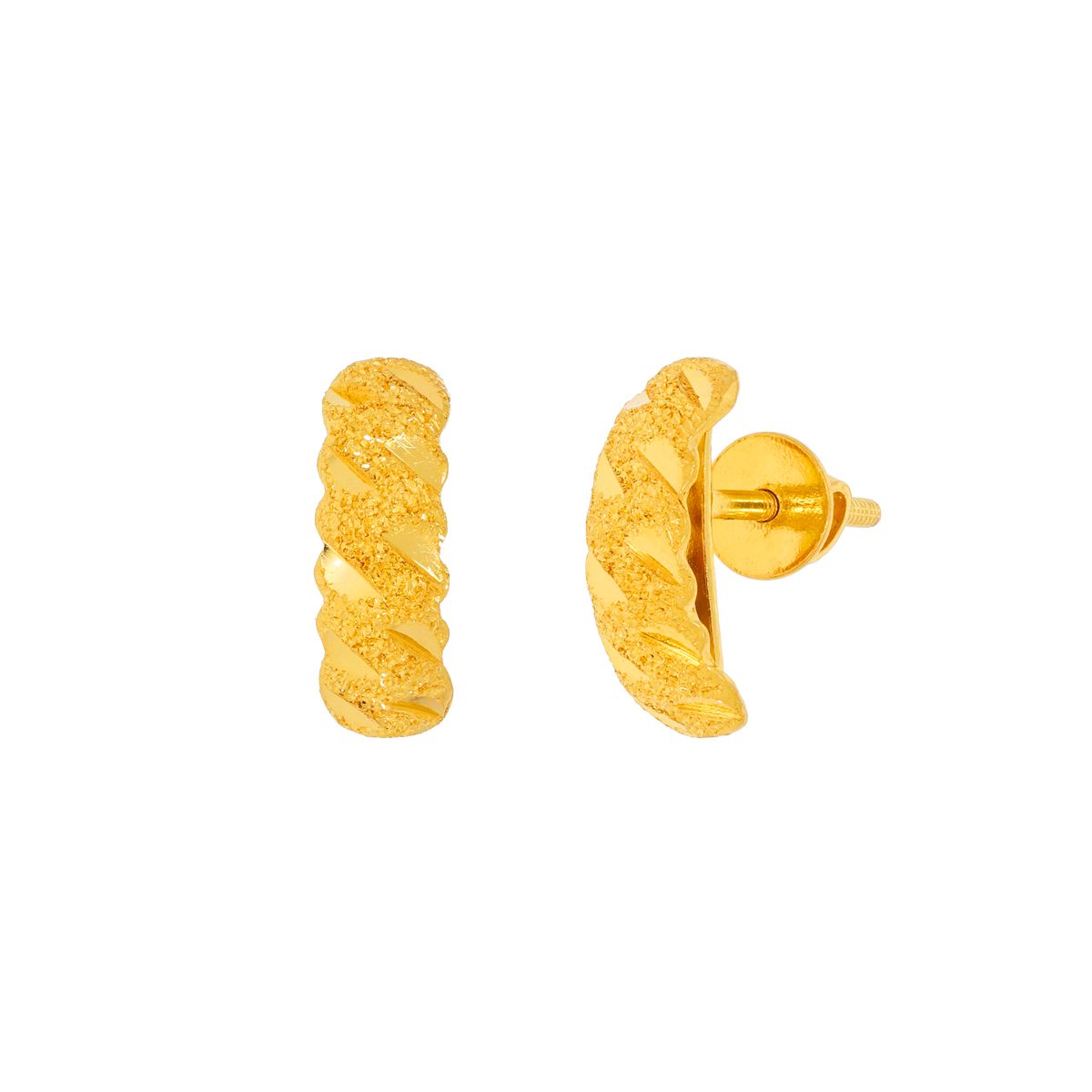 22K Sleek Gold Stud Earrings