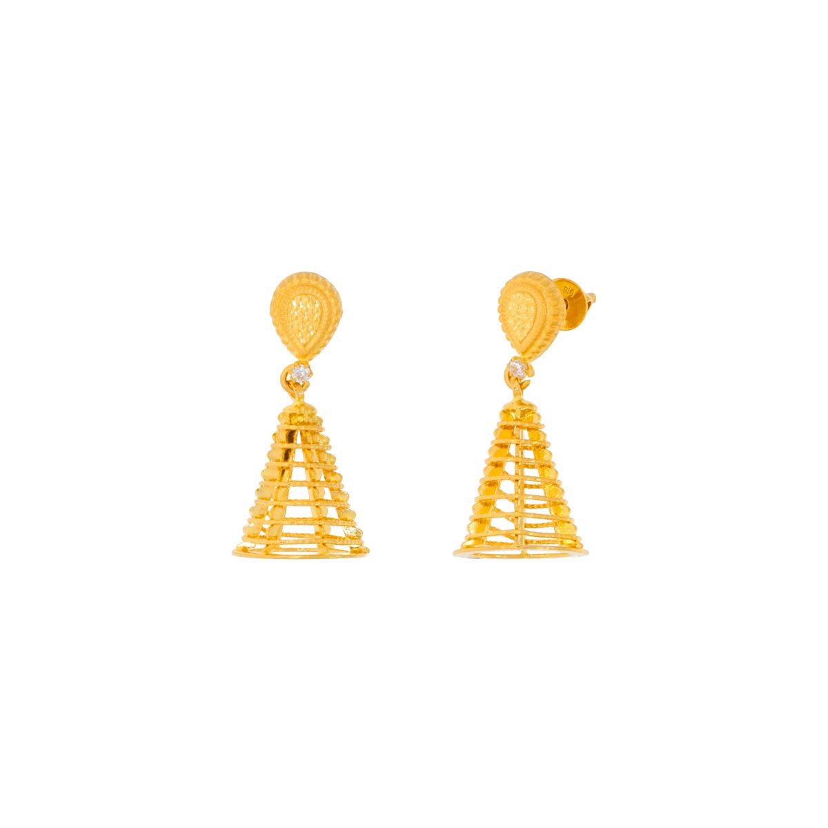 Conical Gold Jhumkas with a Dainty Charm