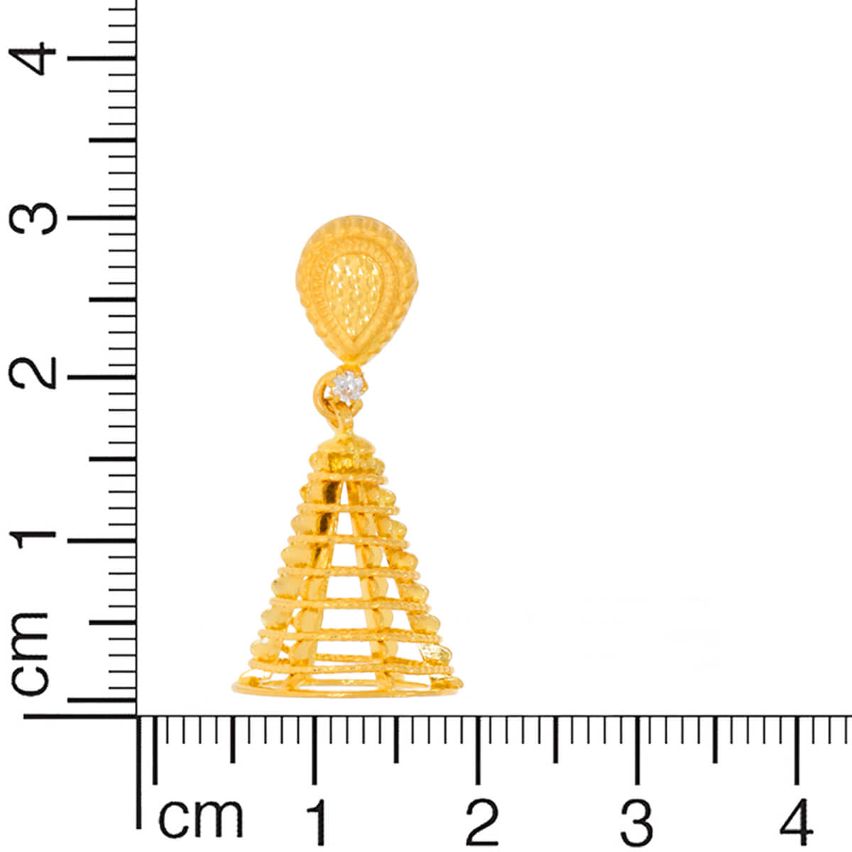 Conical Gold Jhumkas with a Dainty Charm