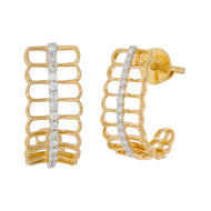 Golden Modern Motif Diamond Hoops