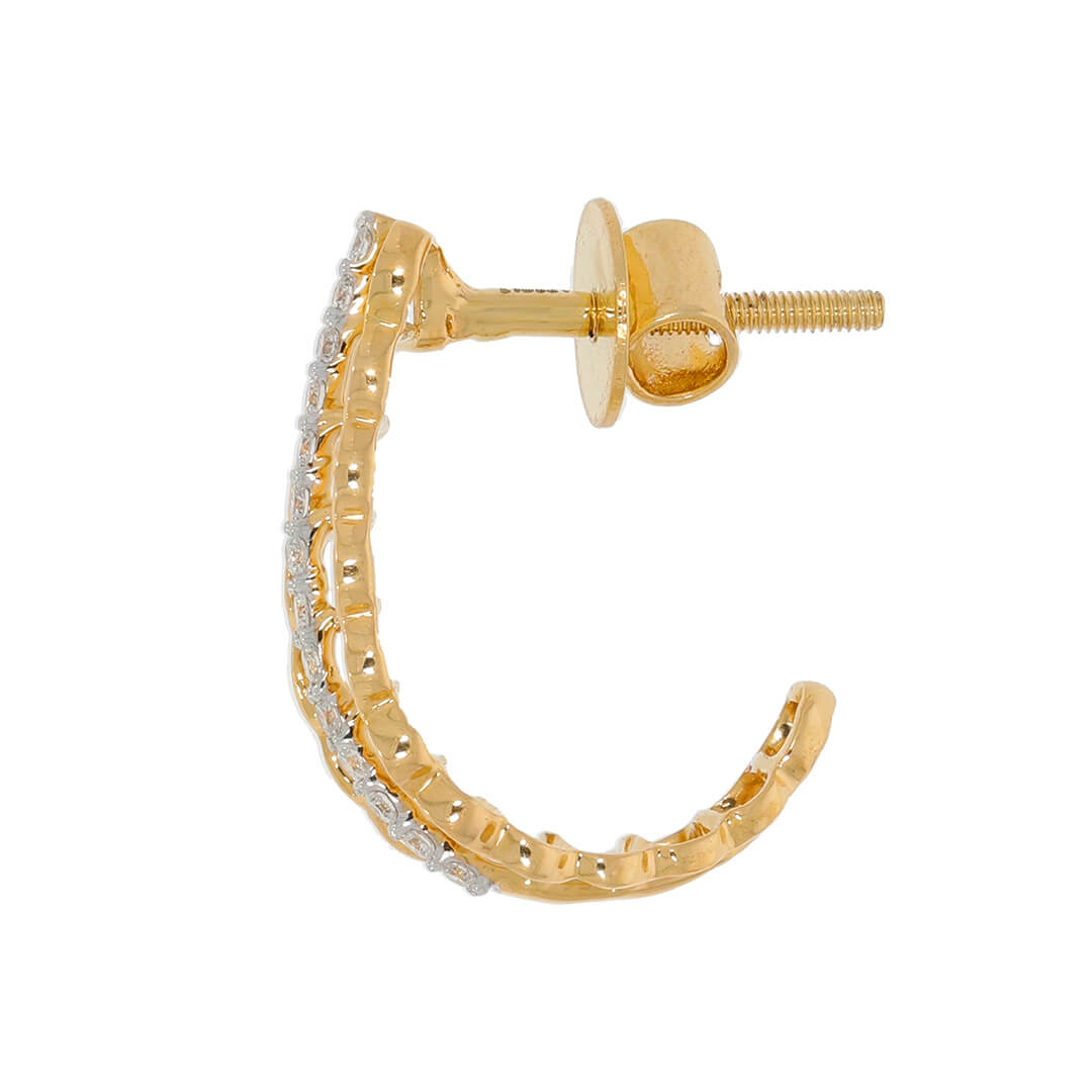 Golden Modern Motif Diamond Hoops