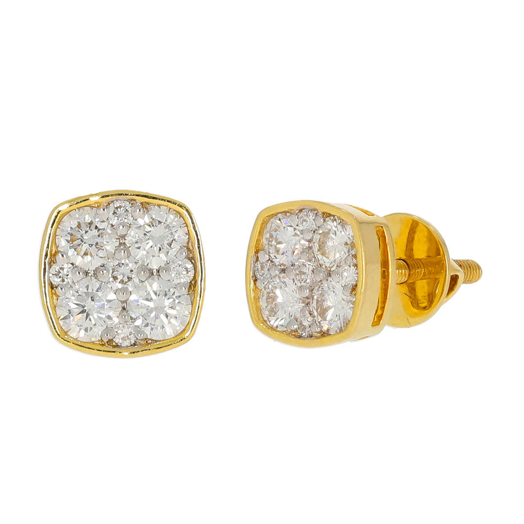 Diamond Box Studs for Sophisticated Touch 18K