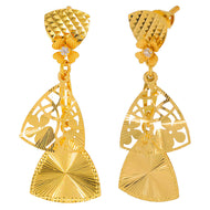 Clover Petal Charm 22K Gold Danglers