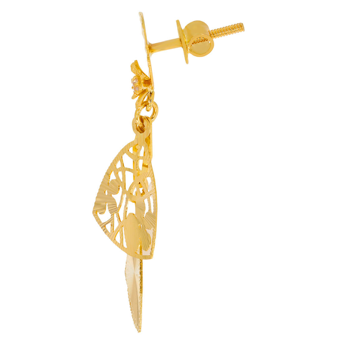 Clover Petal Charm 22K Gold Danglers