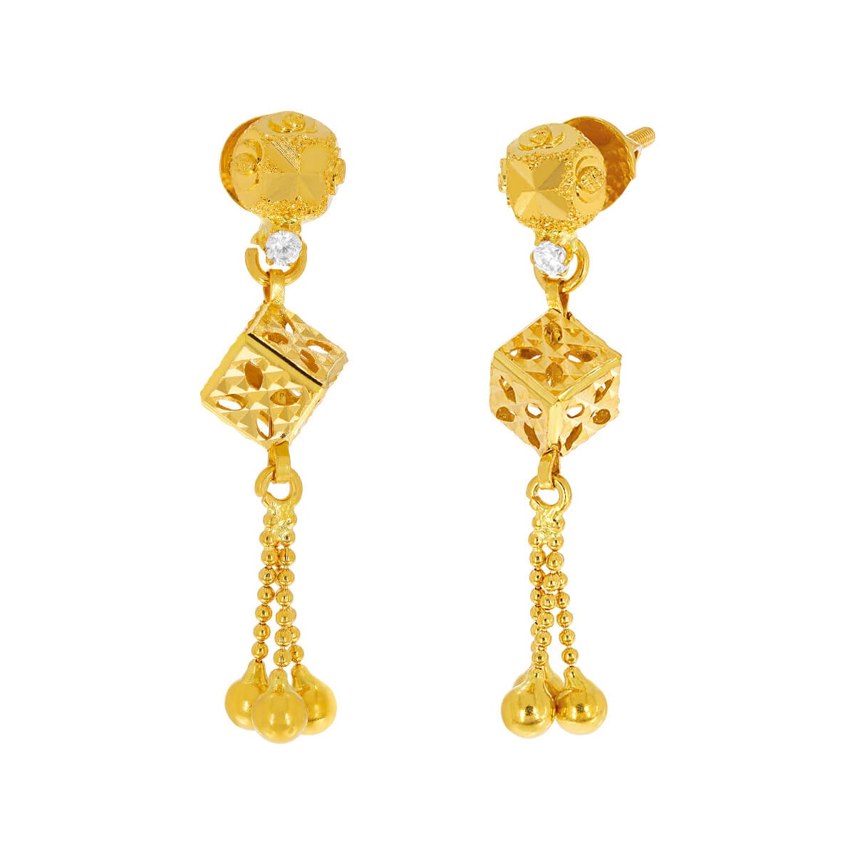 22K Minimal Gold Danglers with Modern Twist