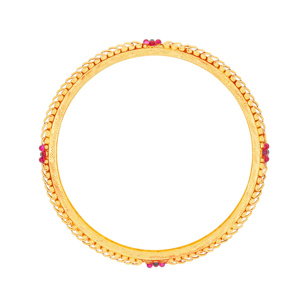 Vibrant Floral Grace Gold Bangle