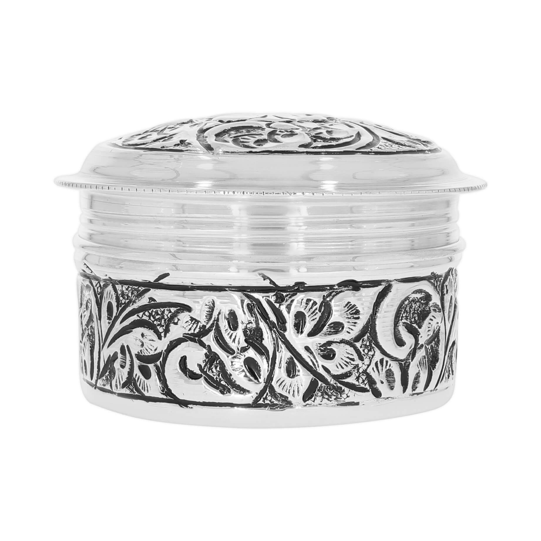 Alluring Elegance Silver Kumkum Box
