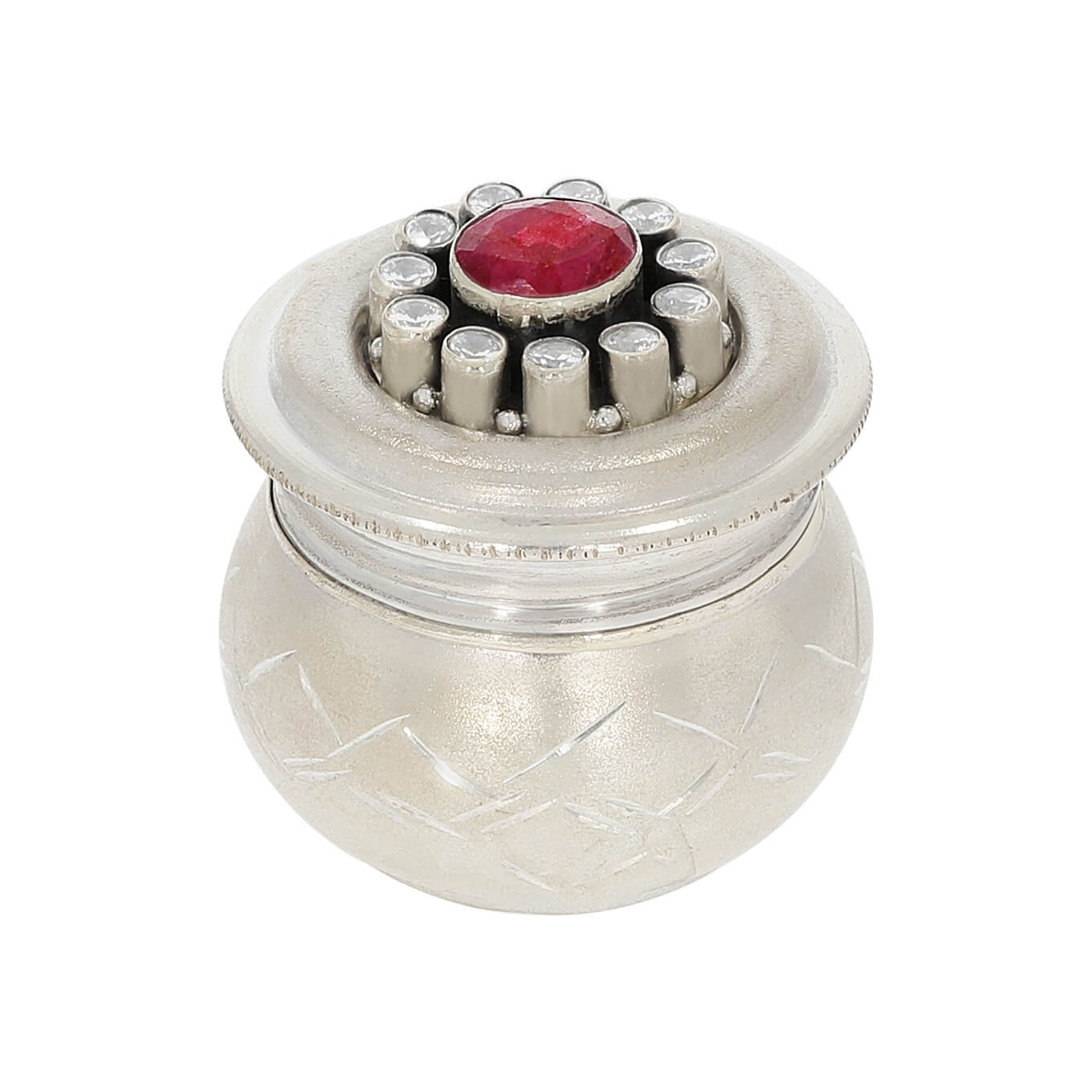 Simple Grace Silver Kumkum Box