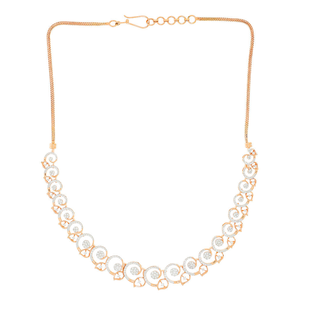 Charming Swirls Dazzle Diamond Short Necklace