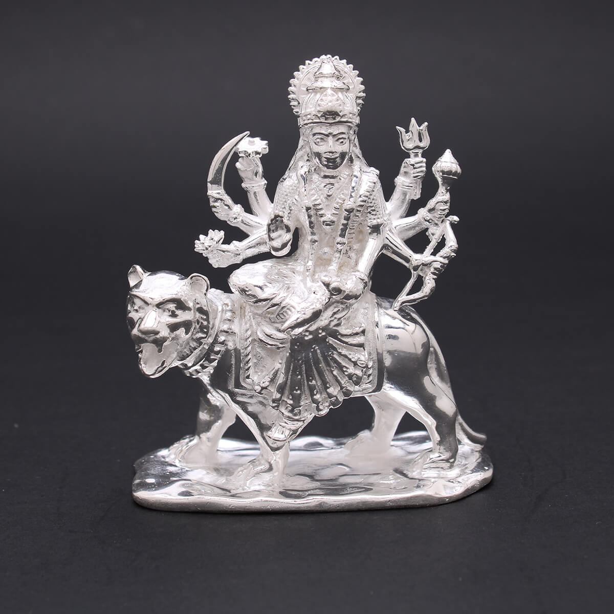 Benevolent Grace Silver Lord Durga Idol